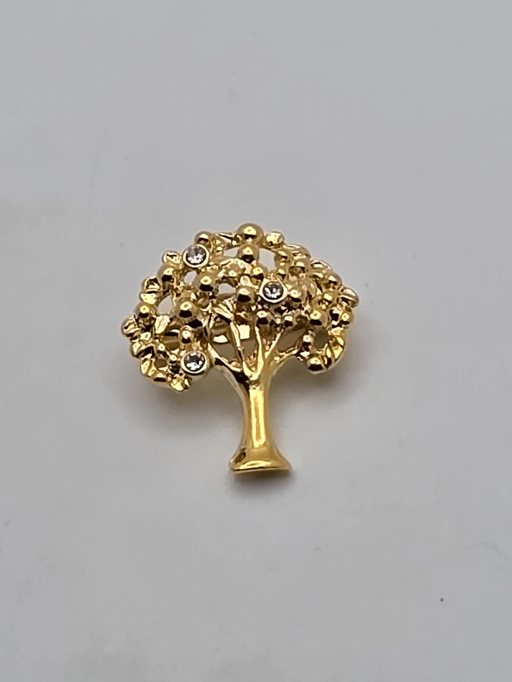 Gold Tree of Life Brooch with Crystal Accents
